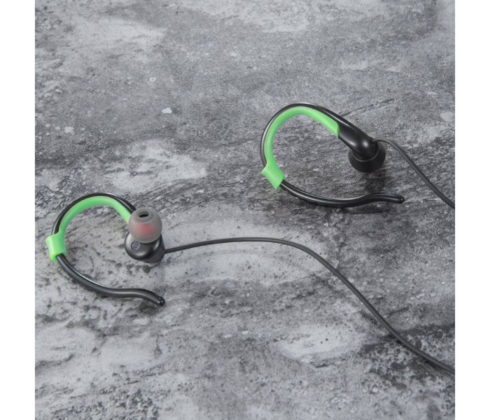 Riversong Music Earphones Sports Hook Deep Base with Music Control Green and Black - Zoom Image 2