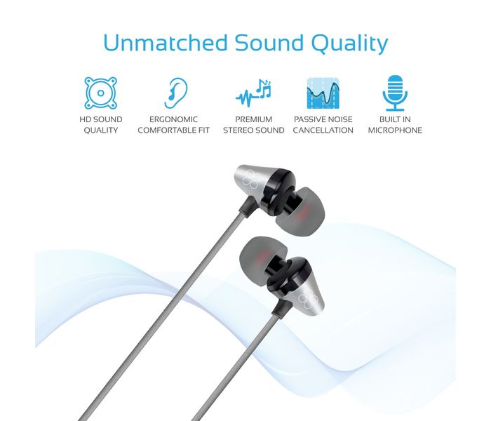 Promate Clavier Universal In-Ear Stereo Earphones with In-Line Mic, Grey - Zoom Image 2