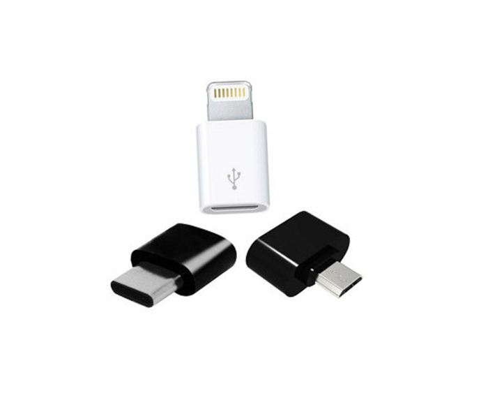 Zooni 3in1 Connector Micro USB 2.0 OTG Type C Male To USB 2.0 Female OTG Lightning To Micro USB - Zoom Image