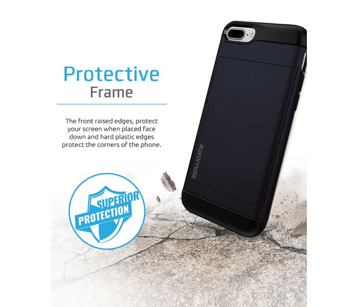 Promate VaultCase-i7P Shockproof Protective iPhone 7 Case with Secure Card Slot, Blue - Zoom Image 3