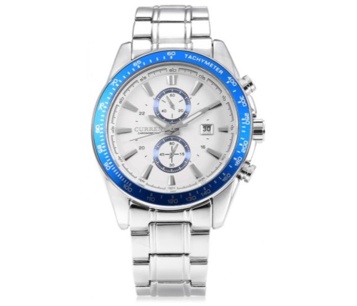 Curren 8010 Stainless Steel Analog Watch For Men White And Blue - Zoom Image 4