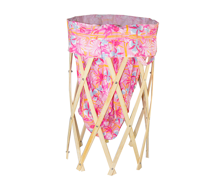 In-House Lb-1019 Bamboo Folding Laundry Basket - Pink - Zoom Image 3