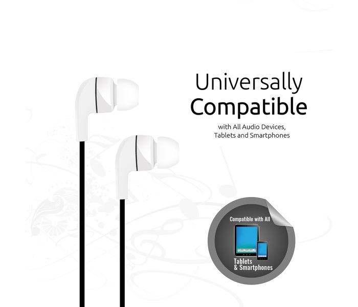 Promate Aurus Ergonomic Comfort Fit Universal Hands Free Stereo Earphone with Built-in Microphone, White - Zoom Image 4