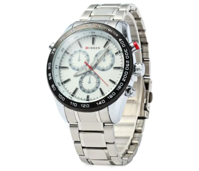 Curren 8189 Stainless Steel Analog Watch For Men Silver And White - Zoom Image 1