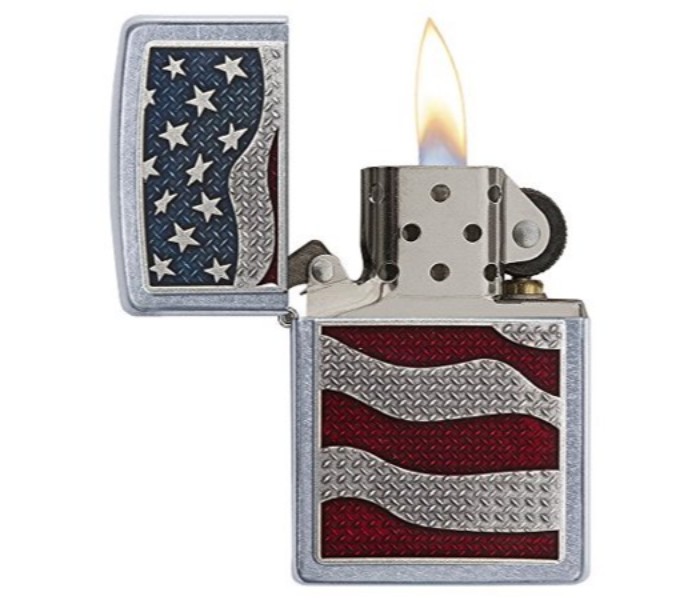 Zippo 29513 207 Chrome Diamond Plate Flag Lighter Multicolor - Zoom Image 2