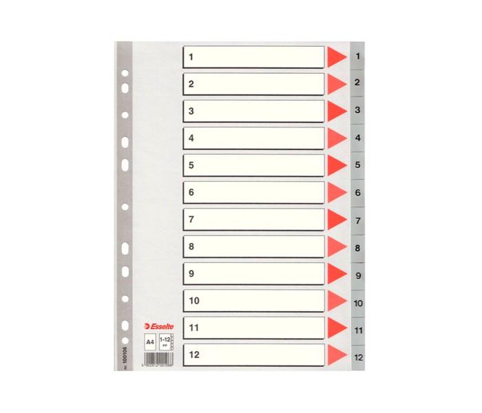 Esselte 100106 1 To 12 Index Divider Grey - Zoom Image