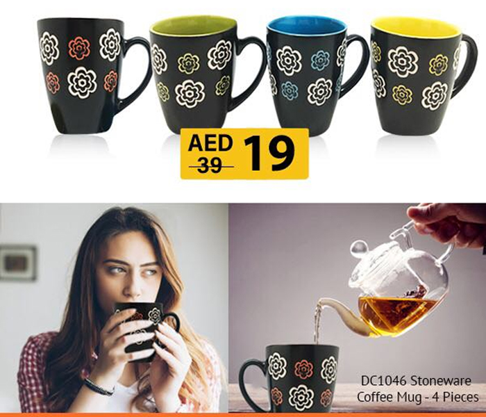 Delcasa DC1046 Stoneware Coffee Mug - 4 Pieces - Zoom Image