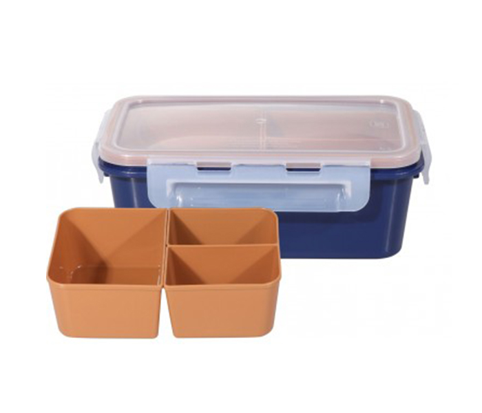 Delcasa DC1034 3-in-1 Plastic Lunch Box with Portion Organizer - Blue - Zoom Image