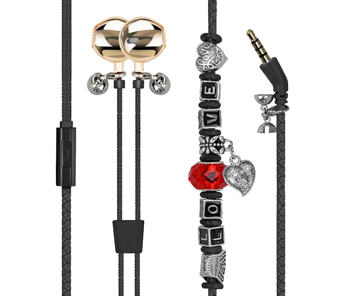 Promate VOGUE-3 Wearable Bracelet Style Stereo Earphones with Pandora Beads - Black - Zoom Image 5