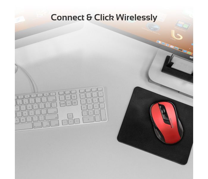 Promate Clix-7 2.4GHz Wireless Ergonomic Optical Mouse, Red - Zoom Image 4