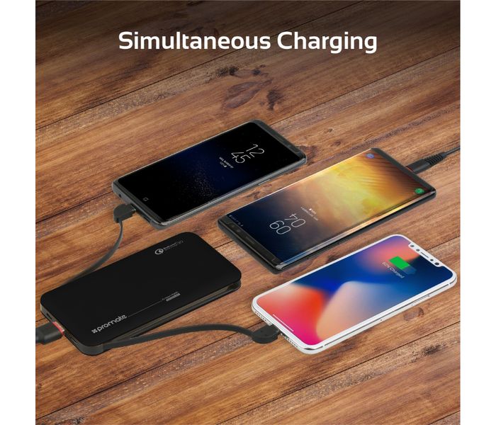 Promate Crown-10QC 10000 mAh Portable Power Bank with 18W USB Type C Charging Port, Black - Zoom Image 8