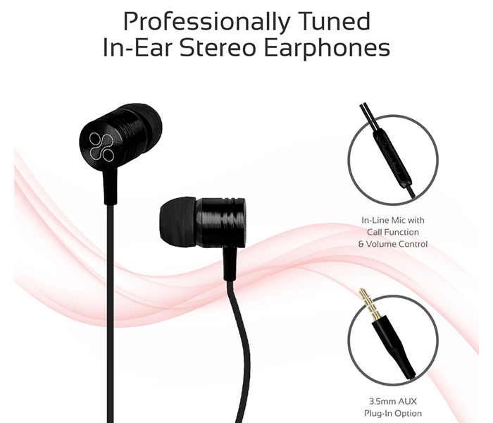 Promate Meta Universal In Ear Noise Isolation Stereo Earphone - Black - Zoom Image 1