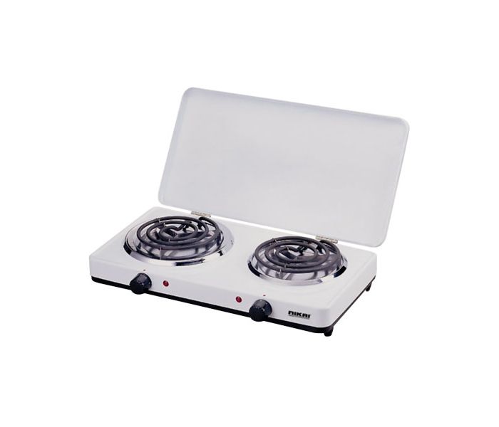 Nikai NEC3 2000 W Double Electric Cooker Black and White - Zoom Image