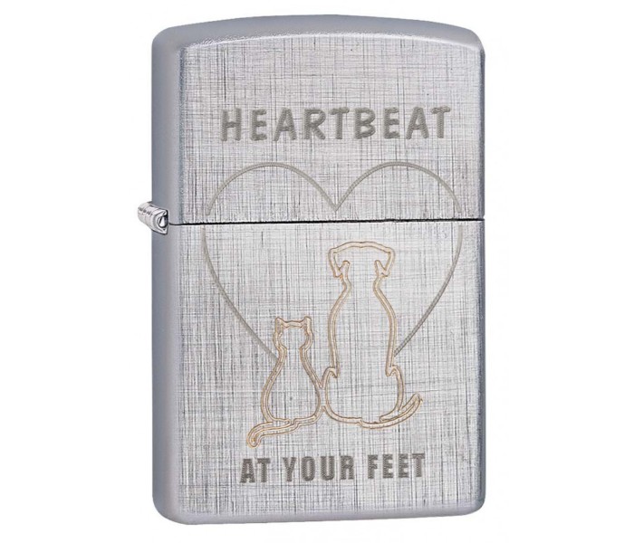 Zippo 29258 28181 Cat and Dog Heart Beat Lighter Silver - Zoom Image 4