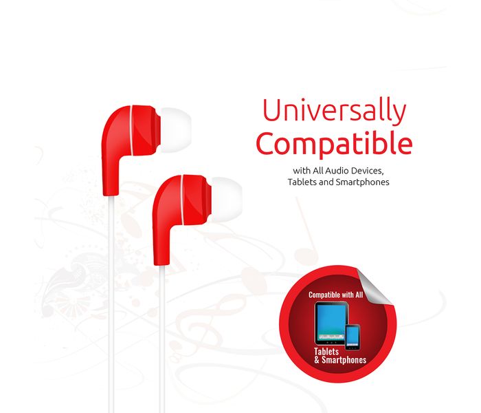 Promate Aurus Ergonomic Comfort Fit Universal Hands Free Stereo Earphone with Built-in Microphone, Red - Zoom Image 4