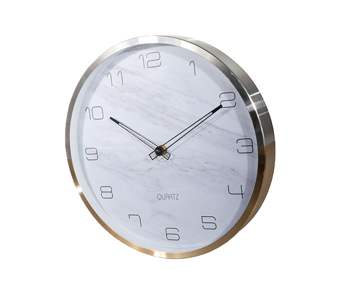 Royalford RF9281 Aluminium Frame Wall Clock - Silver & White - Zoom Image