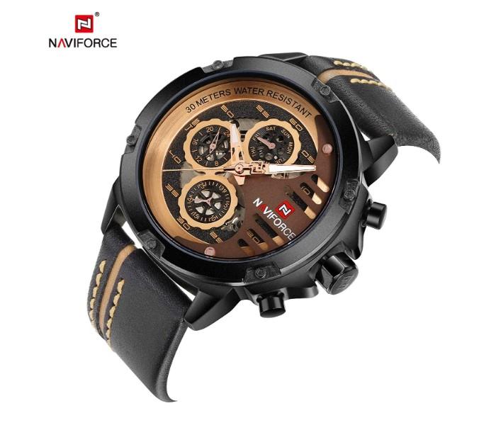 Naviforce 9110 Water Resistant Chronograph Watch for Men Black - Zoom Image 2