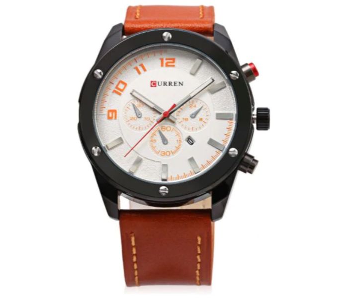 Curren 8204 Analog Quartz Watch For Men Orange and White - Zoom Image 3