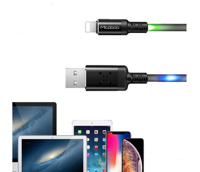 Mcdodo CA-5841 1m X Series Lightning Cable with Volume Controled Dancing LED - Black - Zoom Image 2