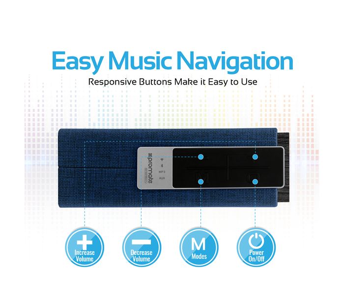 Promate Streambox-L Portable Fabric Wireless Speaker with Internet Radio - Blue - Zoom Image 2