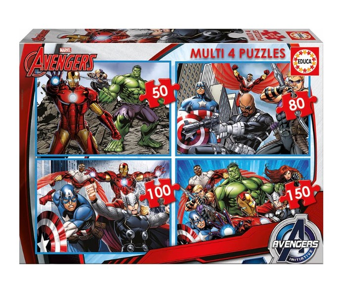 Educa 16331 Multi 4 Puzzles -Avengers Multi Color - Zoom Image