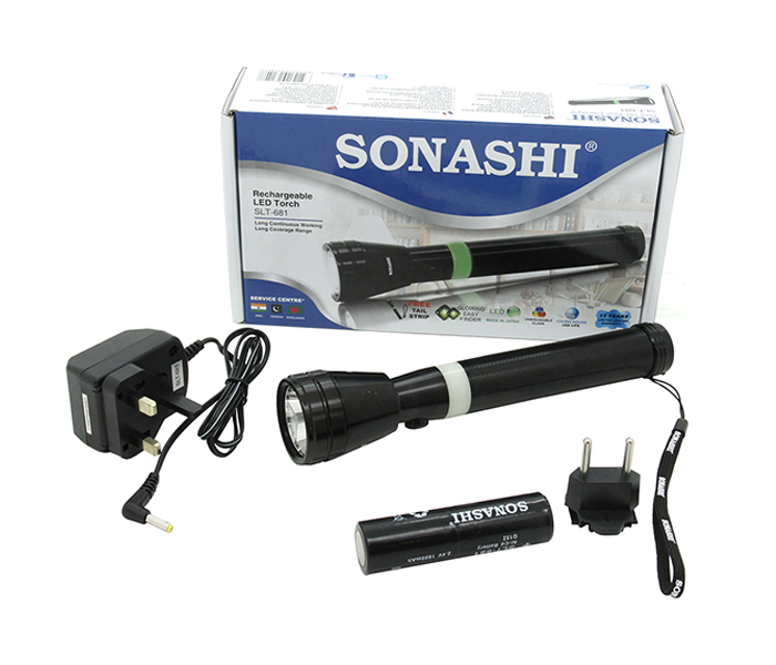 Sonashi SLT-681 3W Rechargeable LED Torch with Unbreakeable Glass - Black - Zoom Image 3