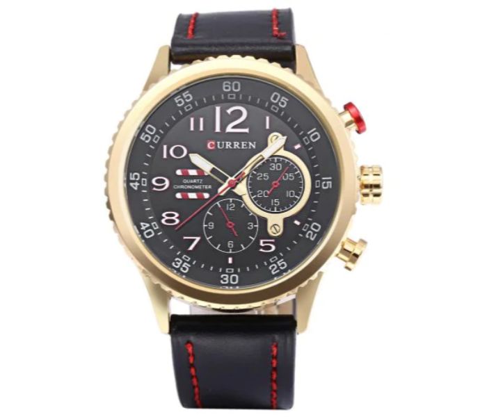 Curren 8179 Casual Analog Quartz Watch For Men Black And Gold - Zoom Image 2