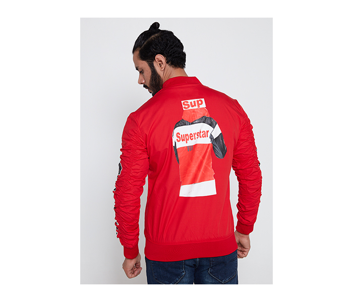 Lynk LY10043 Printed Bomber Jacket For Men L - Red - Zoom Image 2