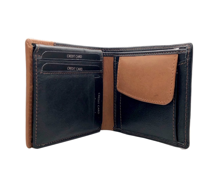 Philippe Morgan PM020 Men Leather Bifold Wallet - Black & Beige - Zoom Image 2