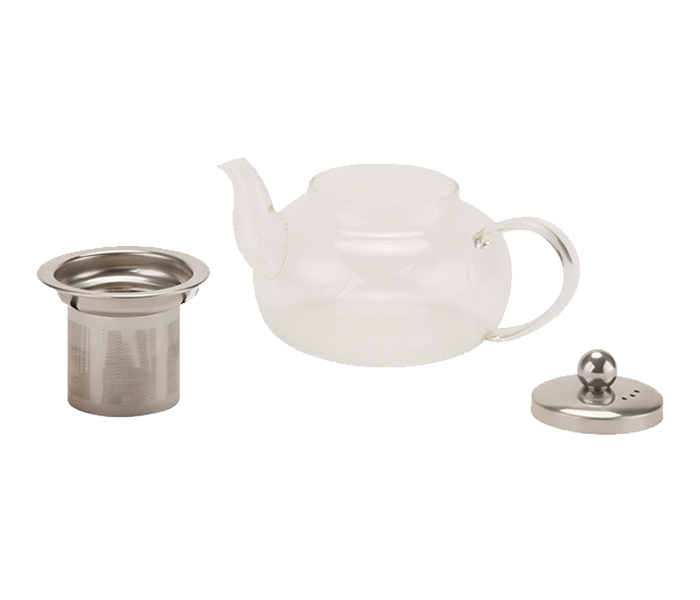 Royalford RFU9086 600ml Glass Tea Pot with Stainless Steel Strain - Clear - Zoom Image 1