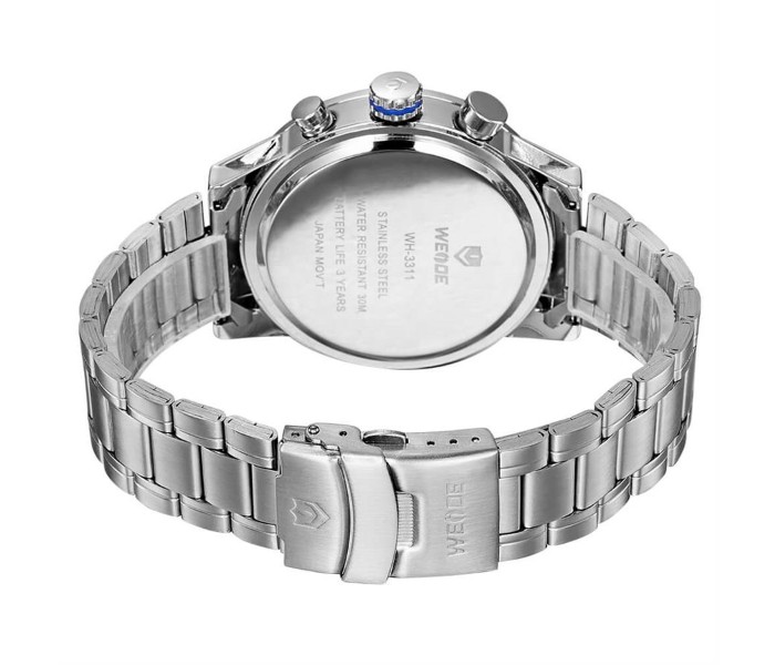 Weide WH 3311MB Mens Analog and Complete Calendar Watch Silver and Blue - Zoom Image 3