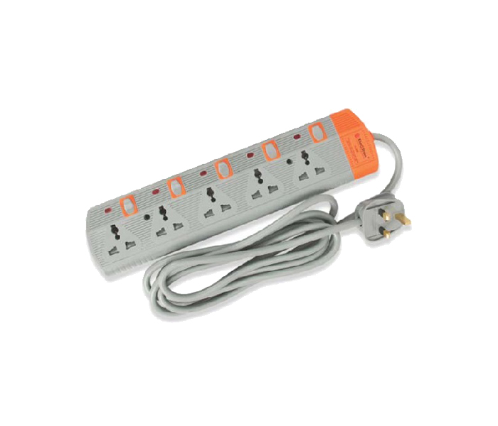 Electron EL-3006 5 Way Extension Socket - Grey & Orange, 5 Meter - Zoom Image