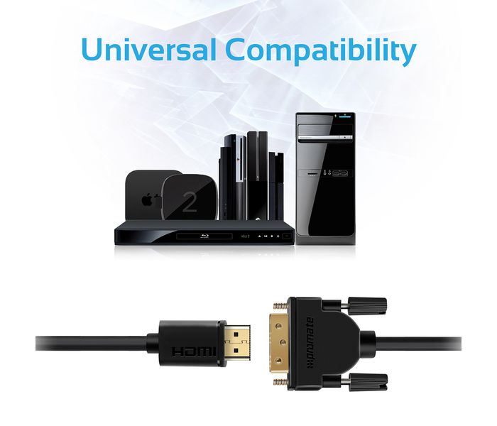 Promate LinkMate-H4L High-Speed Type A HDMI to DVI Adapter Cable - Black - Zoom Image 4