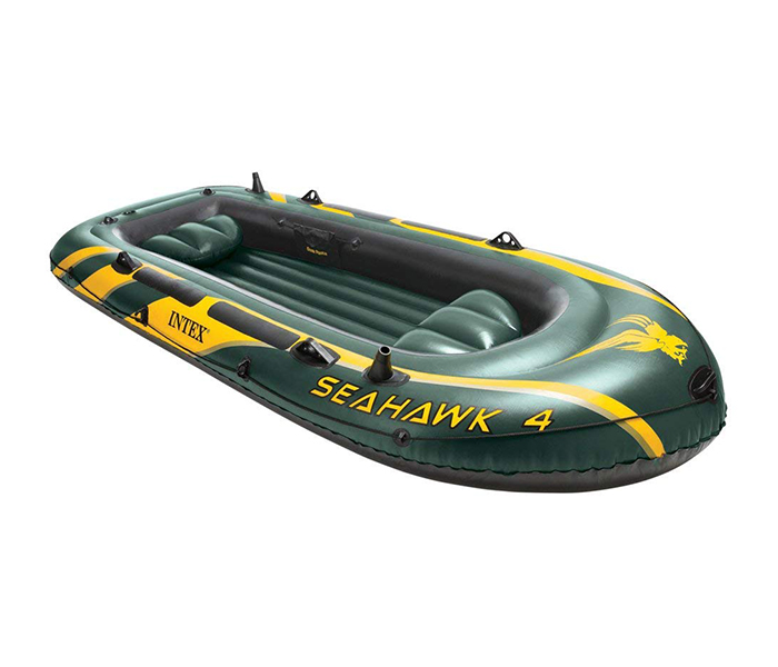 Intex ZX-68350 Inflatable Seahawk 4 Persons Boat Set with Oars - Green & yellow - Zoom Image 2