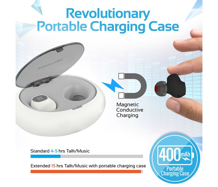 Promate Trueblue Bluetooth 4.1 Stereo Sound Earphone with Mic and Charging Case, Black - Zoom Image 7