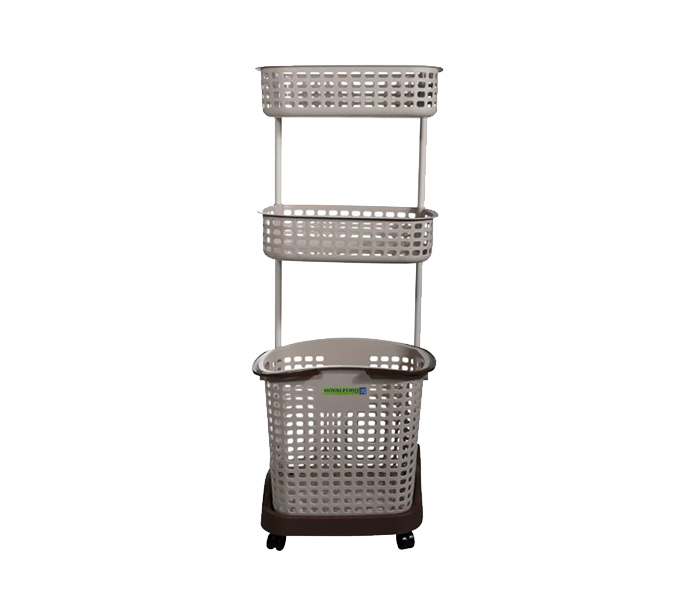 Royalford RF9303 3 Layer Home Basket With Wheel - Grey - Zoom Image