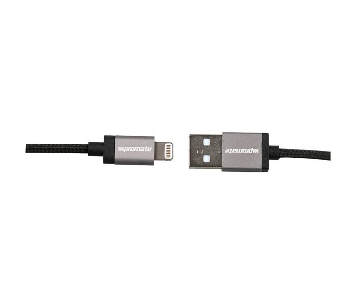 Promate LinkMate-LTF Premium Metallic Lightning Charge Cable - Silver - Zoom Image 1