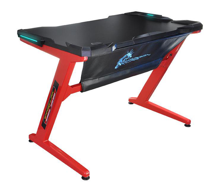 Dragon War GT-001 LED Gaming Desk - Red - Zoom Image 5