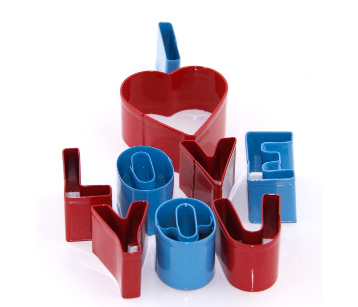 In-house 9 Pieces I Love U Cookie Cutter Set Blue and Red - Zoom Image 1