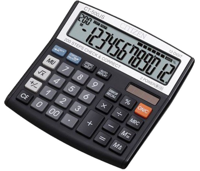 Citizen CTZ CT 500JS 12 Digit Basic Calculator Black - Zoom Image 3