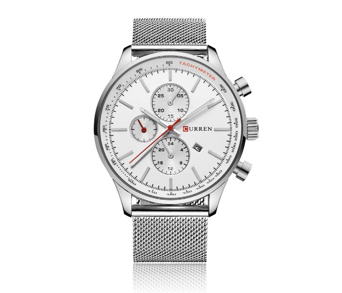 Curren 8277 Luxury Watch For Men White and Silver - Zoom Image 3