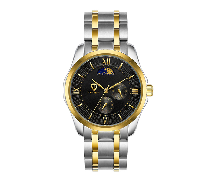 Tevise 9036 Fashion Moon Phase Automatic Watch Men - Gold & Black - Zoom Image