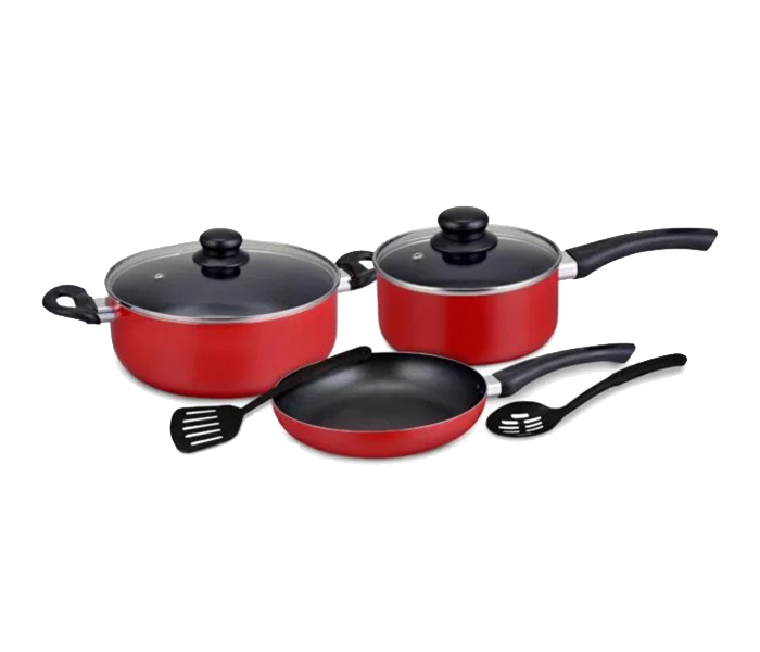 Delcasa DC1158 7 Pieces Caliber Non-Stick Cookware Set - Red - Zoom Image