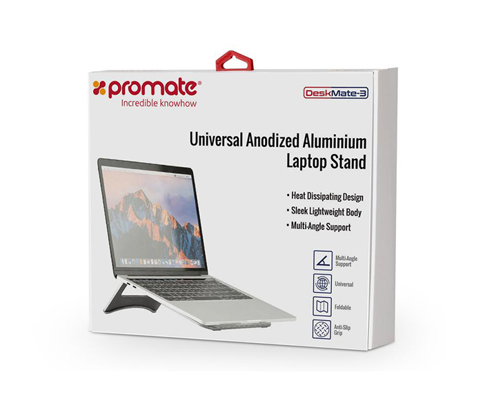 Promate DESKMATE-3 Universal Anodized Aluminum Laptop Stand - Silver - Zoom Image 6