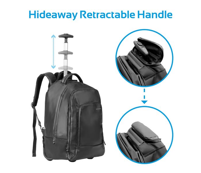 Promate Transit-TR 15.6 inch 2 in 1 Trolley Laptop Bag with Adjustable Handle, Black - Zoom Image 4