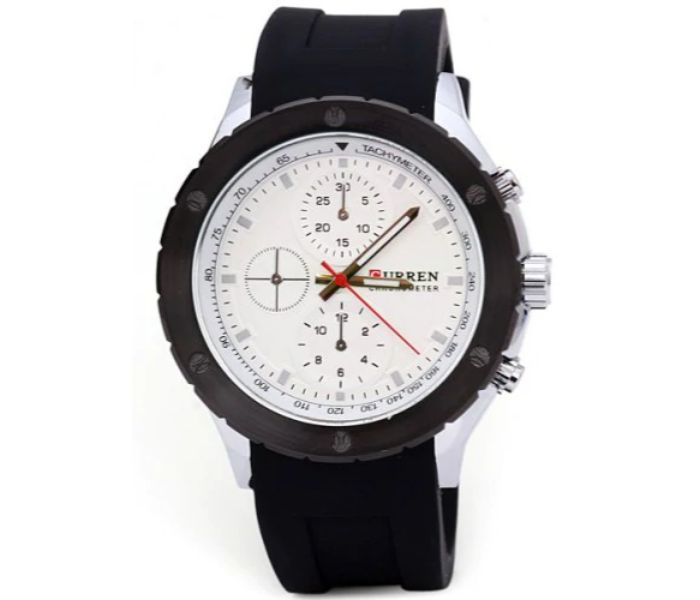 Curren 8165 Analog Quartz Watch For Men Black And White - Zoom Image 3