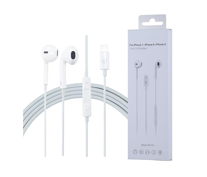 ML715 Earphone for Iphone 7, 8 & X - White - Zoom Image