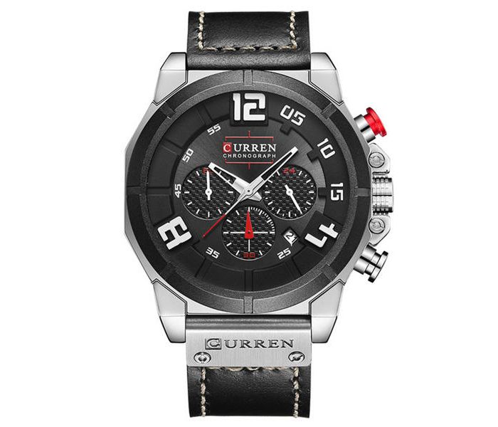 Curren 8287 Chronograph Watch For Men Black And White - Zoom Image