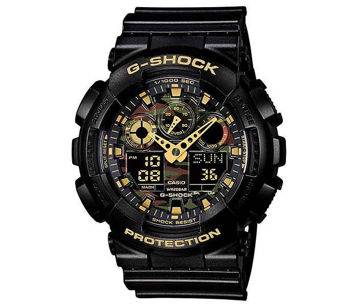 Casio G Shock GA-100CF-1A9DR Mens Analog and Digital Watch Black and Gold - Zoom Image