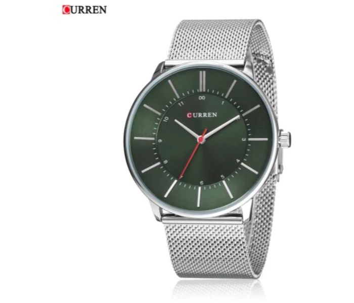 Curren 8303 Analog Quartz Watch For Men Silver and Green - Zoom Image 1